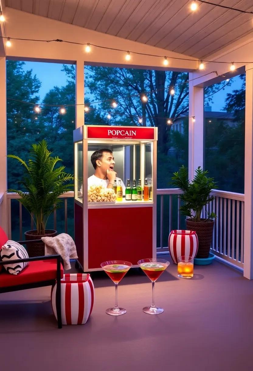Movie Night Bar: Set up⁣ a popcorn machine and​ a selection of movie-themed​ cocktails for a⁢ fun outdoor movie night⁣ experience