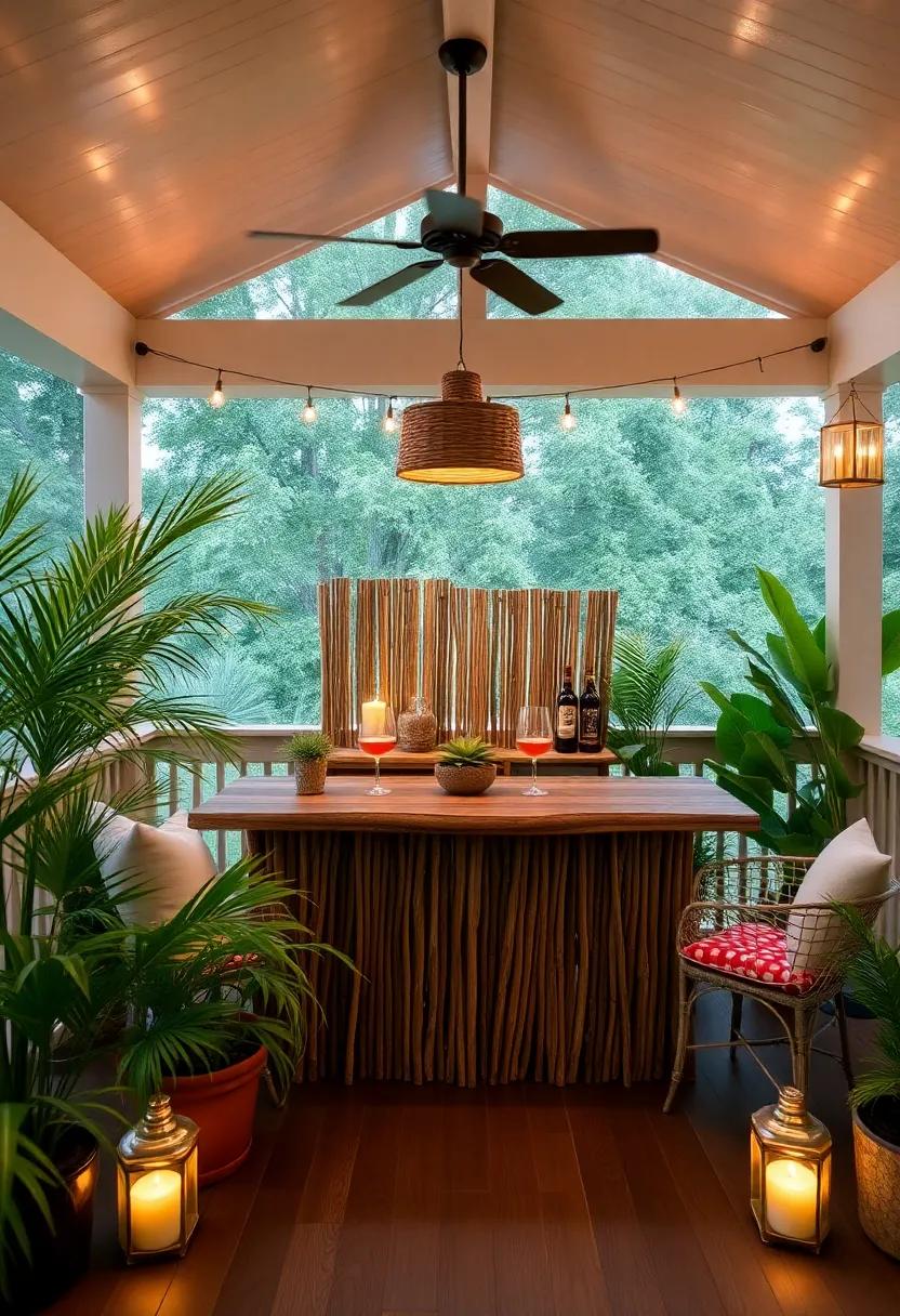 Popup Tiki Bar: Transform⁣ your‌ porch ⁣into a​ tropical tiki paradise‍ complete​ with bamboo, tiki ⁣torches, and island-inspired‍ cocktails