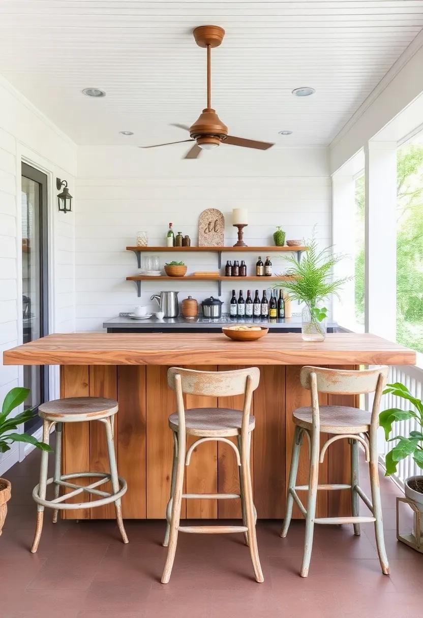 Rustic Charm: Incorporate reclaimed wood for a ⁣bar top that tells a story, ​paired‌ with vintage stools for a cozy⁣ touch