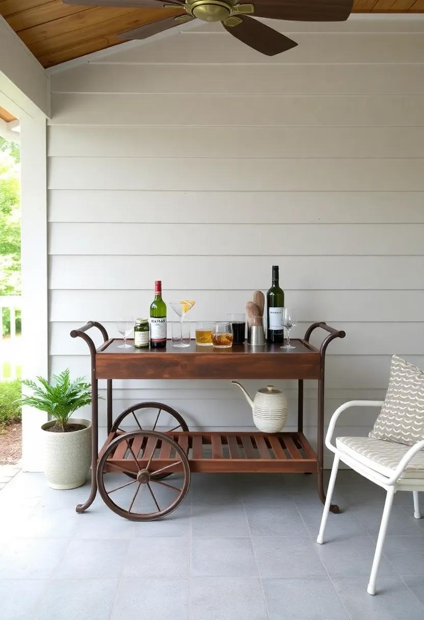 Vintage ‍Bar ⁢Cart: Use⁢ a repurposed vintage cart as a‌ mobile⁢ bar,⁣ allowing flexibility in ⁢serving drinks wherever your​ guests⁣ gather