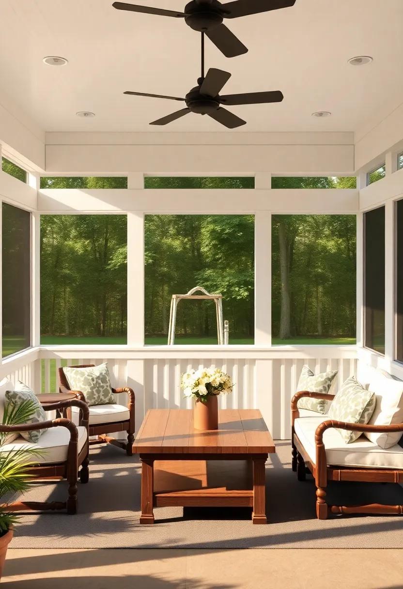 Inviting Southern Charm With‍ a Cozy ‍Traditional Screened Porch Setup