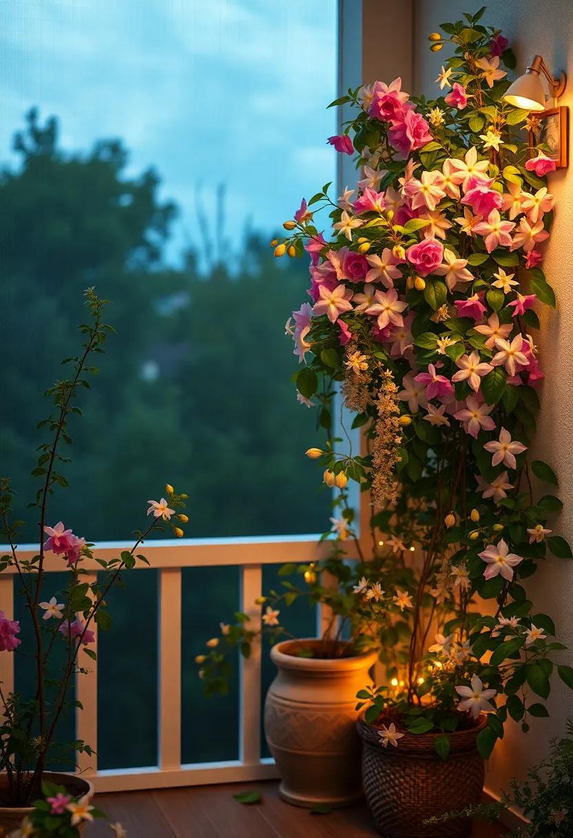 Fragrant⁣ Jasmine Vines Twinkling⁢ Under Soft Evening ⁢Lights ​in ⁢a Cozy Corner