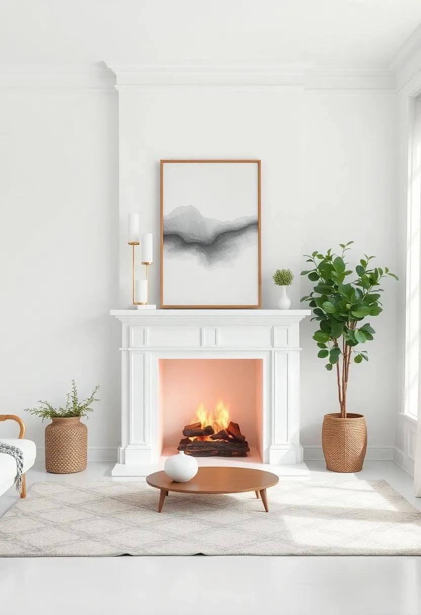 Visual Balance: Integrating Artwork and Accessories with a White Fireplace