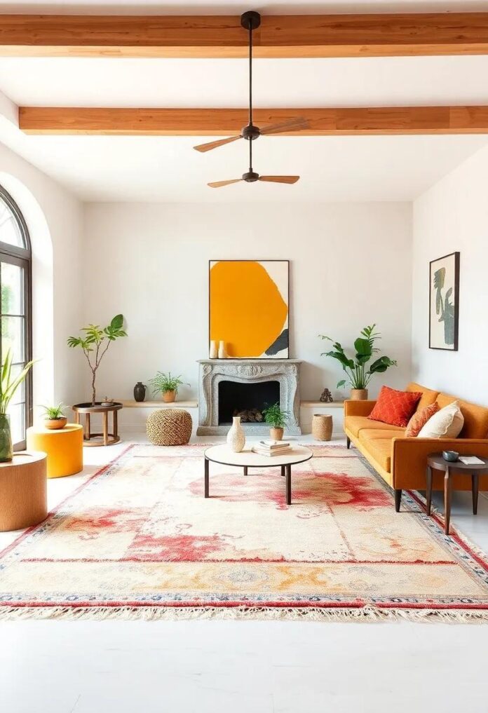 27 Inspiring Ideas for Eclectic Living Rooms Featuring Artistic Rugs