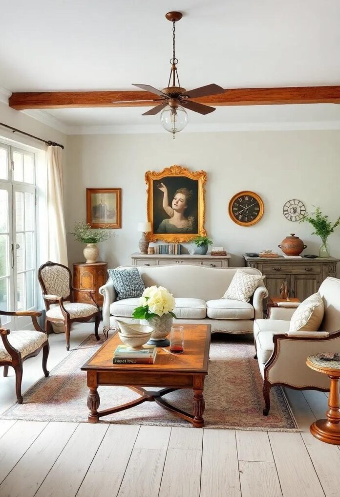 27 Timeless Treasures for a Vintage French Country Living Room Filled with Antiques
