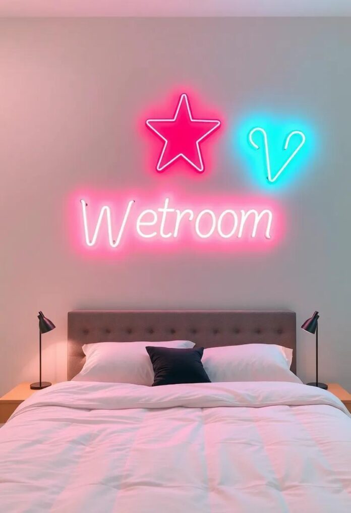 29 Inspiring Bedroom Wall Ideas Featuring Eye-Catching Neon Signs