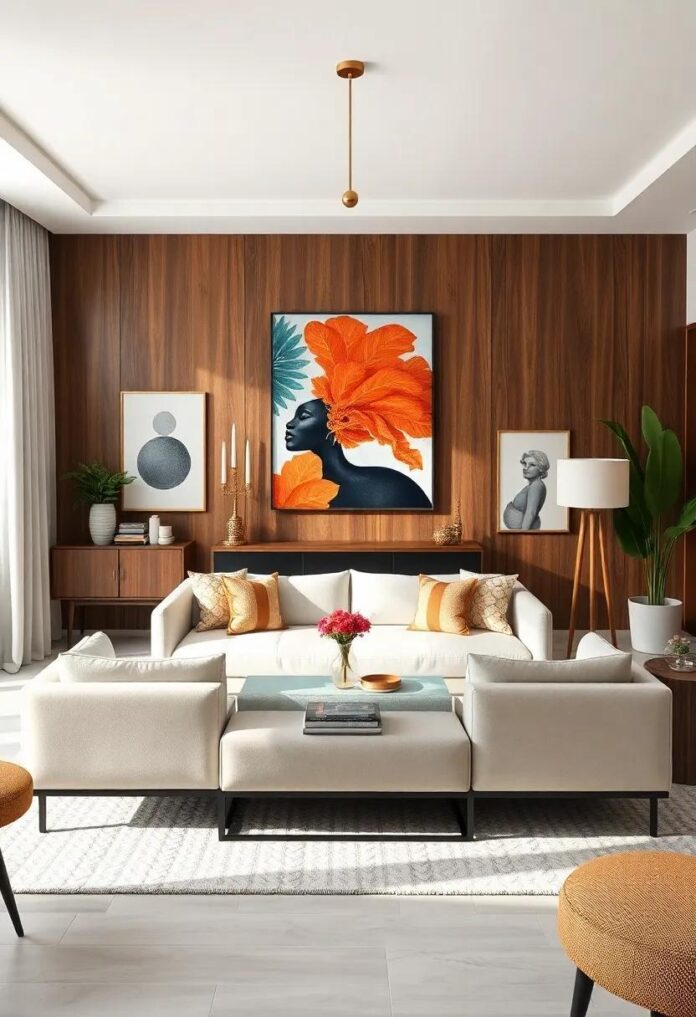 Embracing Diversity: Designing an Eclectic Living Room with Modern Art Accents