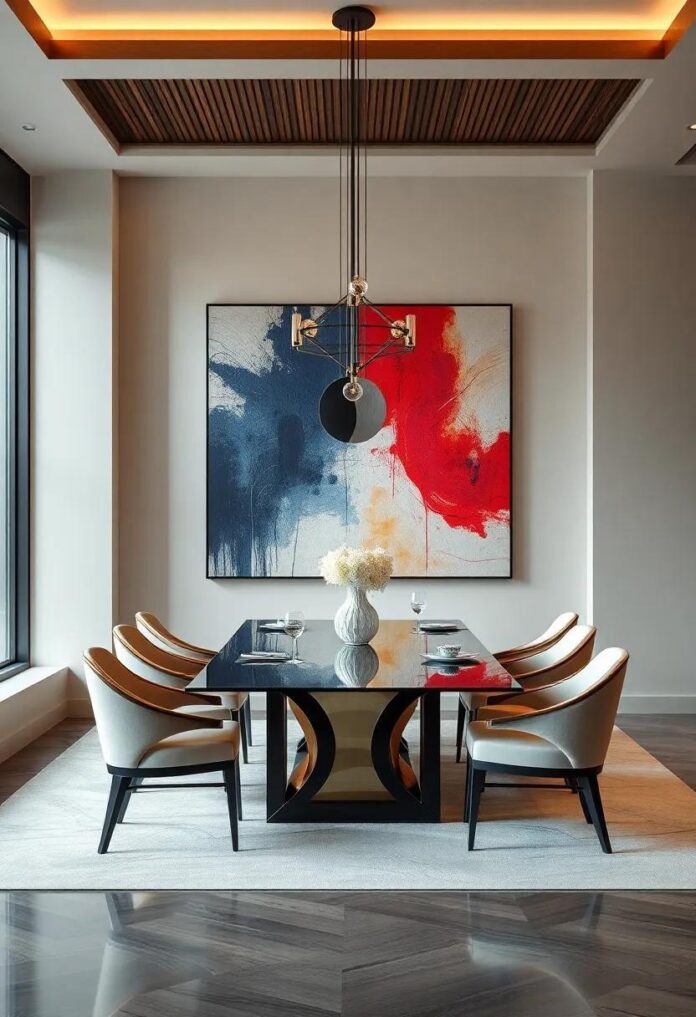 Elevate Your Space: Embracing Luxury Dining with Striking Abstract Art