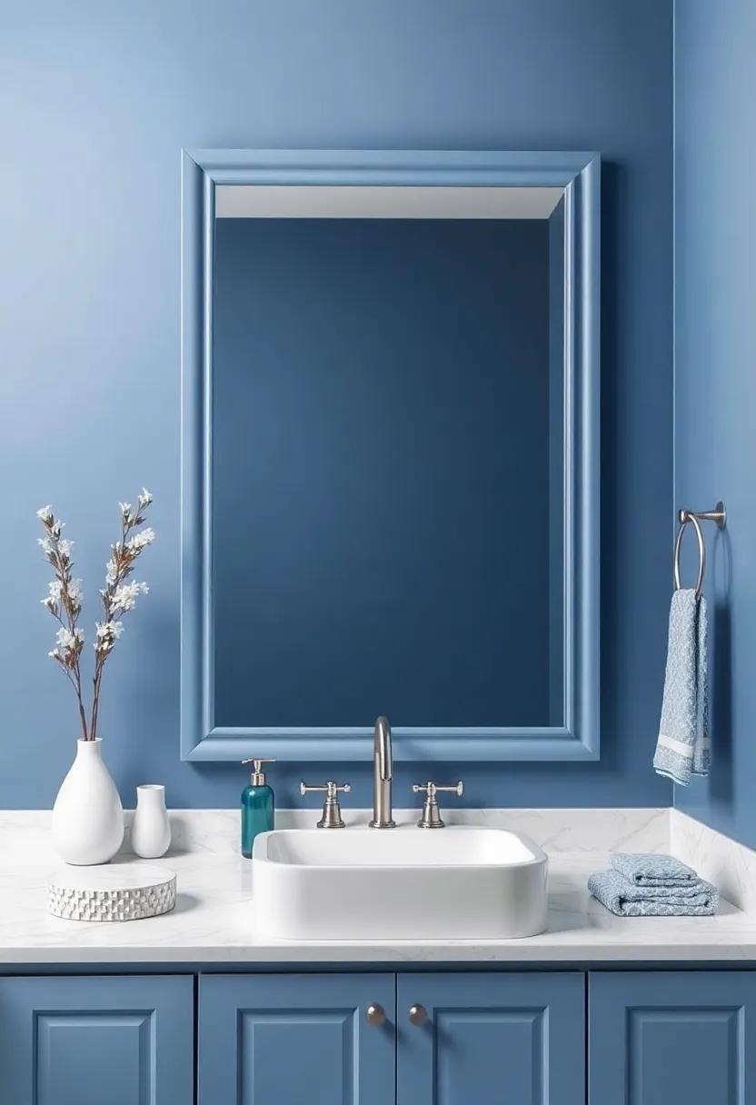 Blue Framed Mirrors: Opt‍ for a statement mirror framed ​in light blue or navy to not ‌only reflect light, making⁤ the ⁣space ‌feel larger, but ‌also ⁢make a decorative statement
