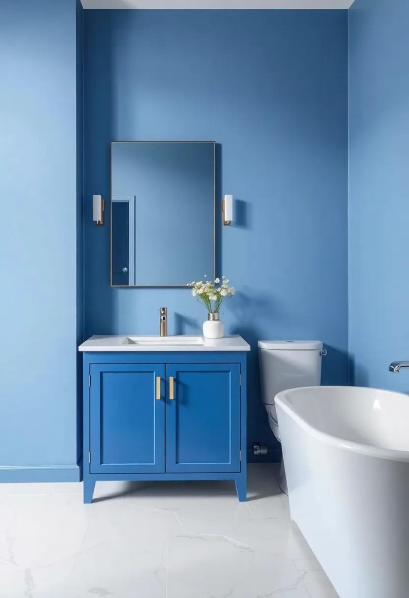 Contemporary Blue Vanities: Opt for a⁣ sleek,modern vanity⁣ in a ​bold blue finish,complemented by metallic hardware for a⁣ touch of glam that⁢ enhances the ‌serenity of ‌the space
