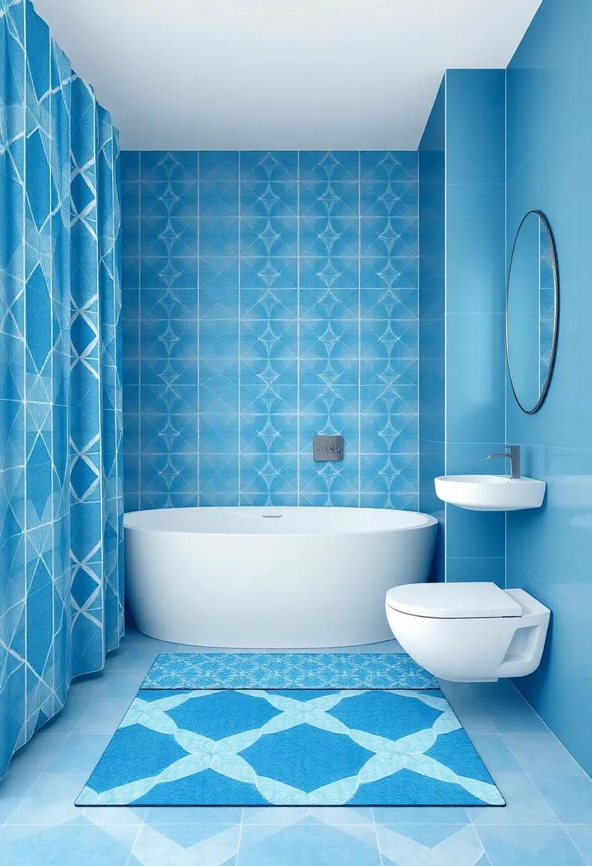 Geometric Patterns: Use geometric-patterned shower curtains ​or⁣ rugs in varying shades of ⁢blue ‍to bring ‍a ⁣contemporary touch while maintaining a soothing aesthetic