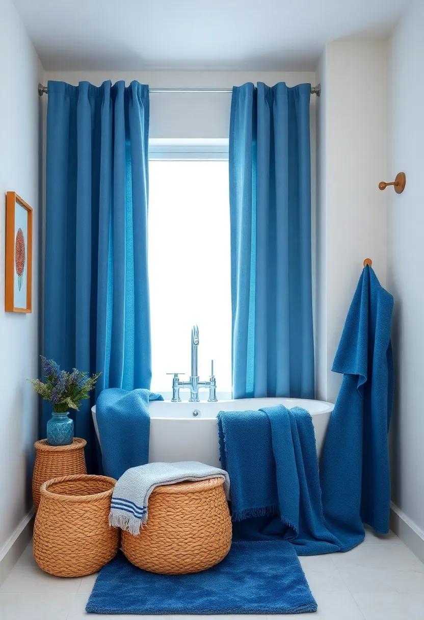 layered Textures with Blue: Create dimension by layering different textures like velvet curtains, cotton towels, and‍ woven⁣ baskets in varying shades of ‍blue ‌for a cozy feel