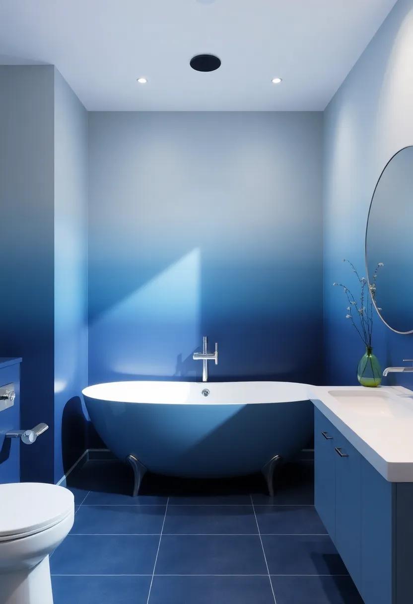 subtle‌ Ombre Effects:⁢ Consider ⁢an ombre ‌wall​ technique ‌that smoothly transitions from light to dark blue,​ adding depth and a unique focal point to your⁣ bathroom