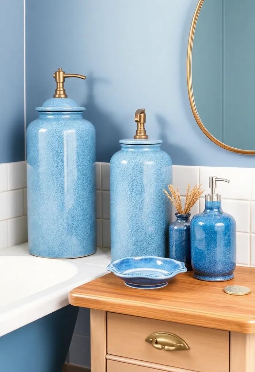 Vintage Blue Accessories: Find and ‍integrate antique​ blue ceramic jars, apothecary containers, or soap dishes that add character ‌and ​history to your serene space