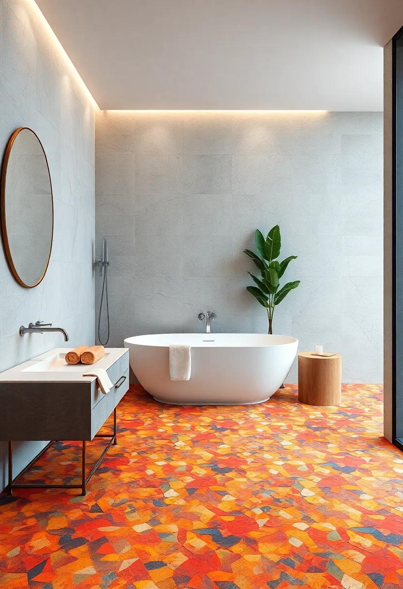 Vibrant⁢ Mosaic Patterns: Inject personality with colorful mosaics, turning your bathroom floor ⁢into a stunning work ⁣of art