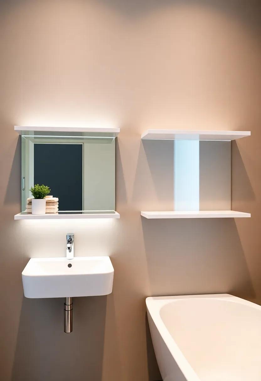 Mirrored Shelves: Reflect your ​style with mirrored shelves that not ‍only provide storage but‍ also enhance light⁣ and create an ‌airy feeling in the bathroom