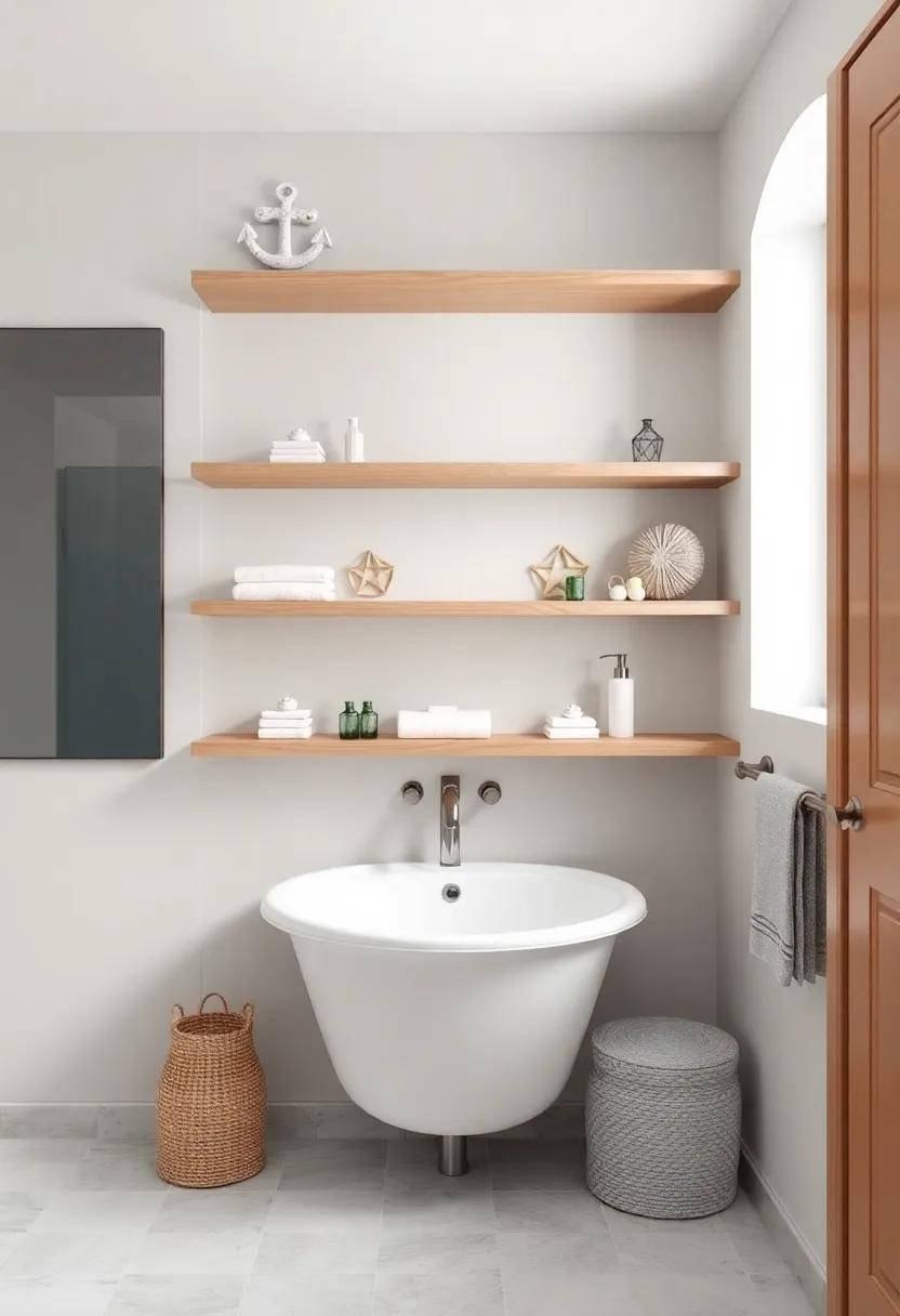 Nautical-Themed Shelves: Create ‌a coastal vibe with nautical-themed shelves⁢ that ⁤help transport you ⁤to the‌ seaside every time you enter ⁢your bathroom