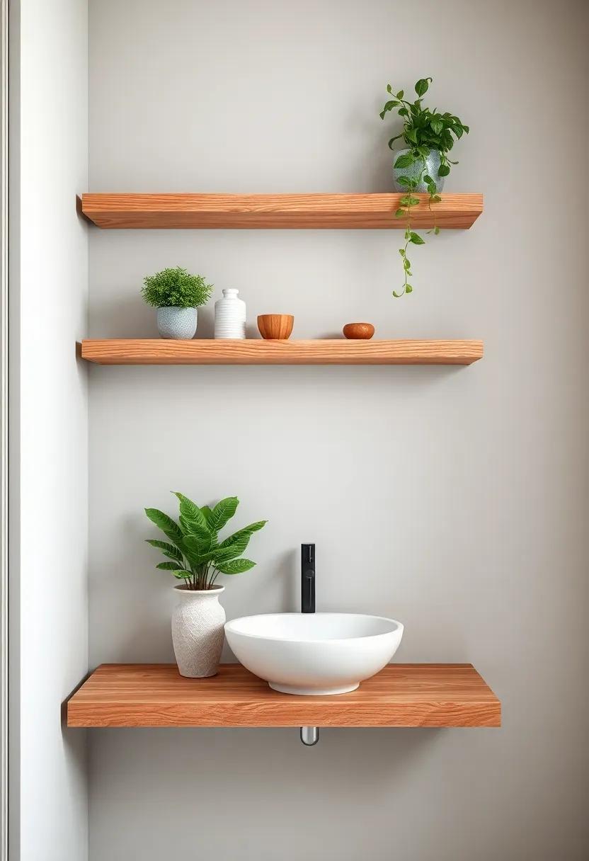 Rustic Wood Shelves: Add⁣ warmth to your bathroom with rustic wooden ⁤shelves that bring ‌a⁤ touch of nature indoors, perfect⁣ for displaying plants and decorative items