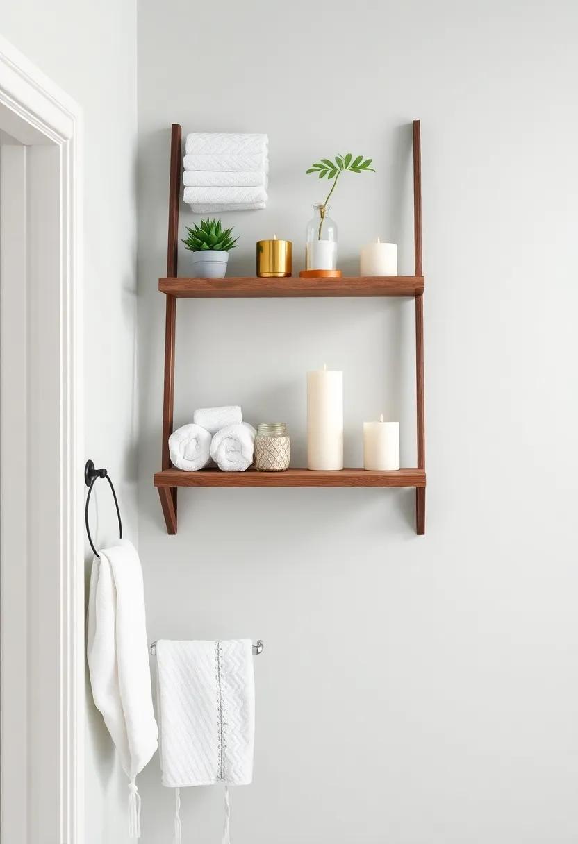 Vintage Ladder Shelf: Infuse character with a vintage​ ladder⁣ shelf,⁣ where ‍you ‍can display towels, ⁢candles, and other ‌decorative elements in a⁢ charming way