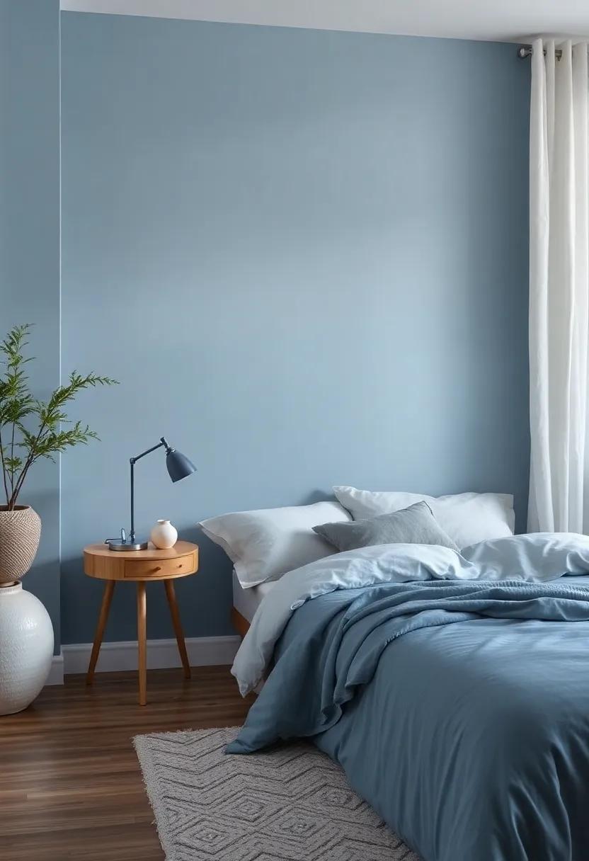 Dusty Blue: ​This muted blue shade brings the soothing essence of the sky indoors, creating a peaceful atmosphere ideal for restful sleep