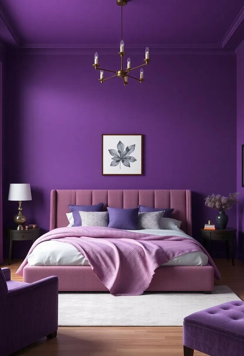Deep Purple: Transform your bedroom into a regal ‍retreat with⁣ deep purple, which provides depth and a⁢ unique⁣ sense ‍of luxury