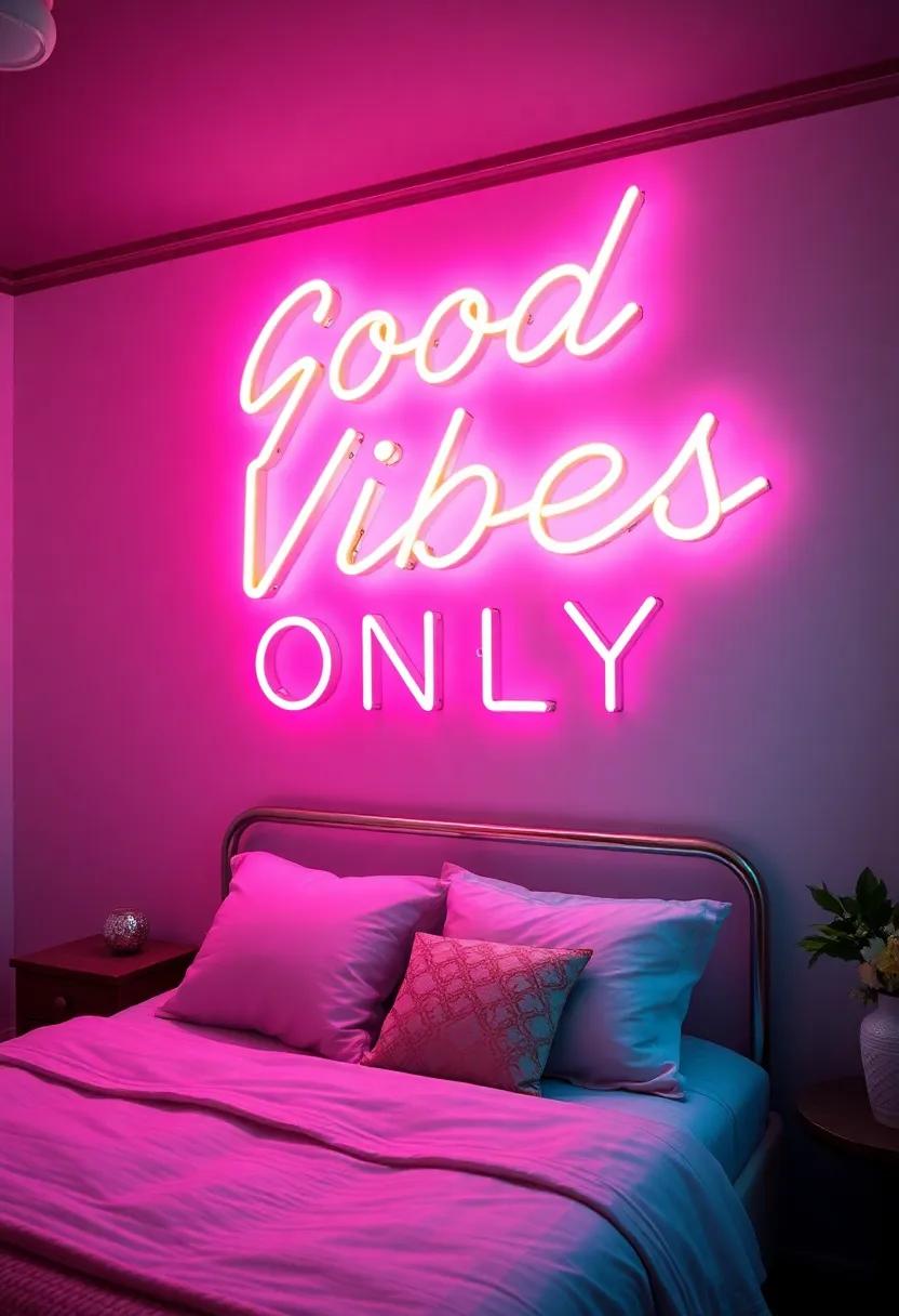 Retro Vibes: A Bold Neon‍ “Good Vibes Only” Sign Perfect ⁤for a Vintage-Inspired Space