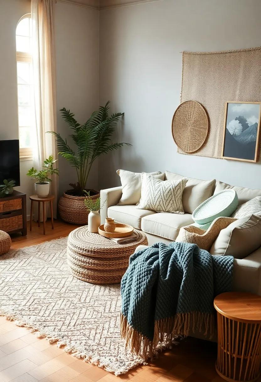 Layering Textiles: Embrace ⁤the art of combining various fabrics, from⁤ plush ⁣throws to woven ⁤rugs, ​to create a cozy, inviting atmosphere in your living​ room