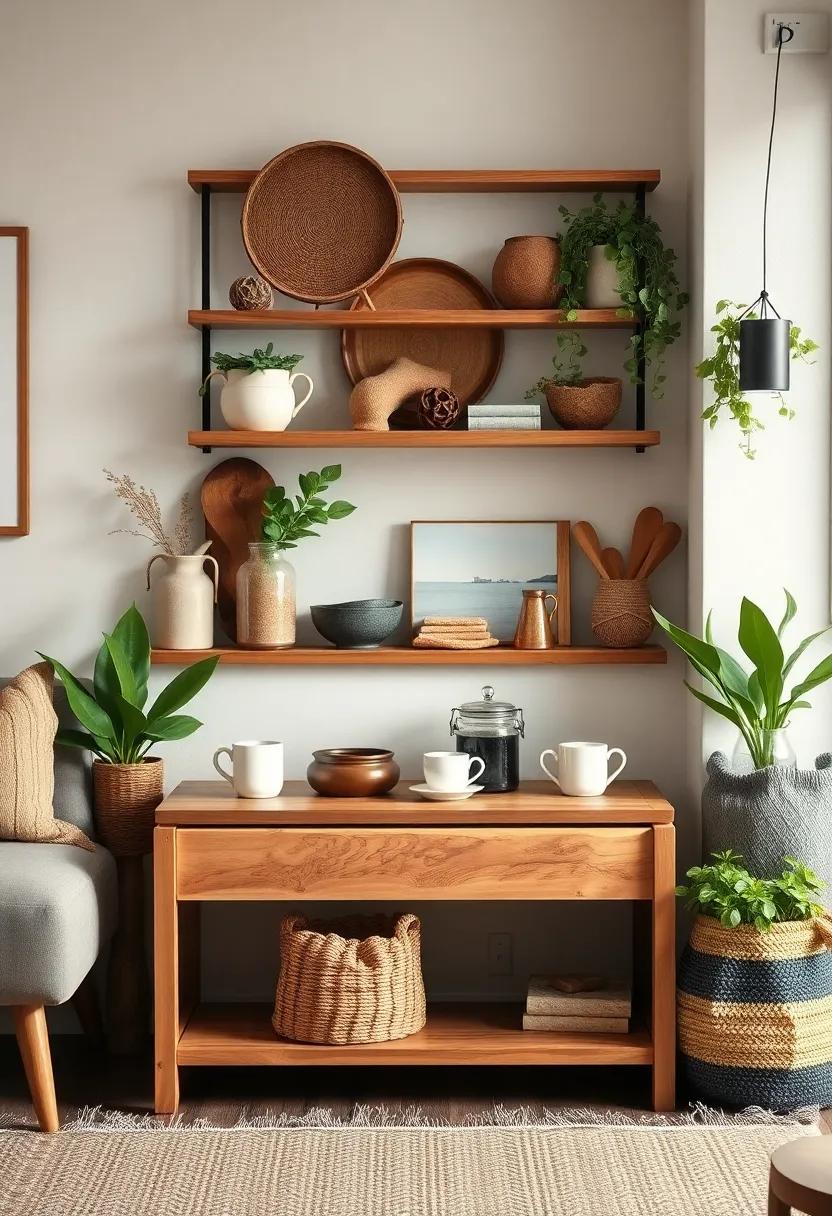 Rustic Coffee⁢ Bar: ‌Set up a small coffee ⁤station with chic mugs and natural materials, ⁤encouraging comfort and hospitality in your ⁢living area