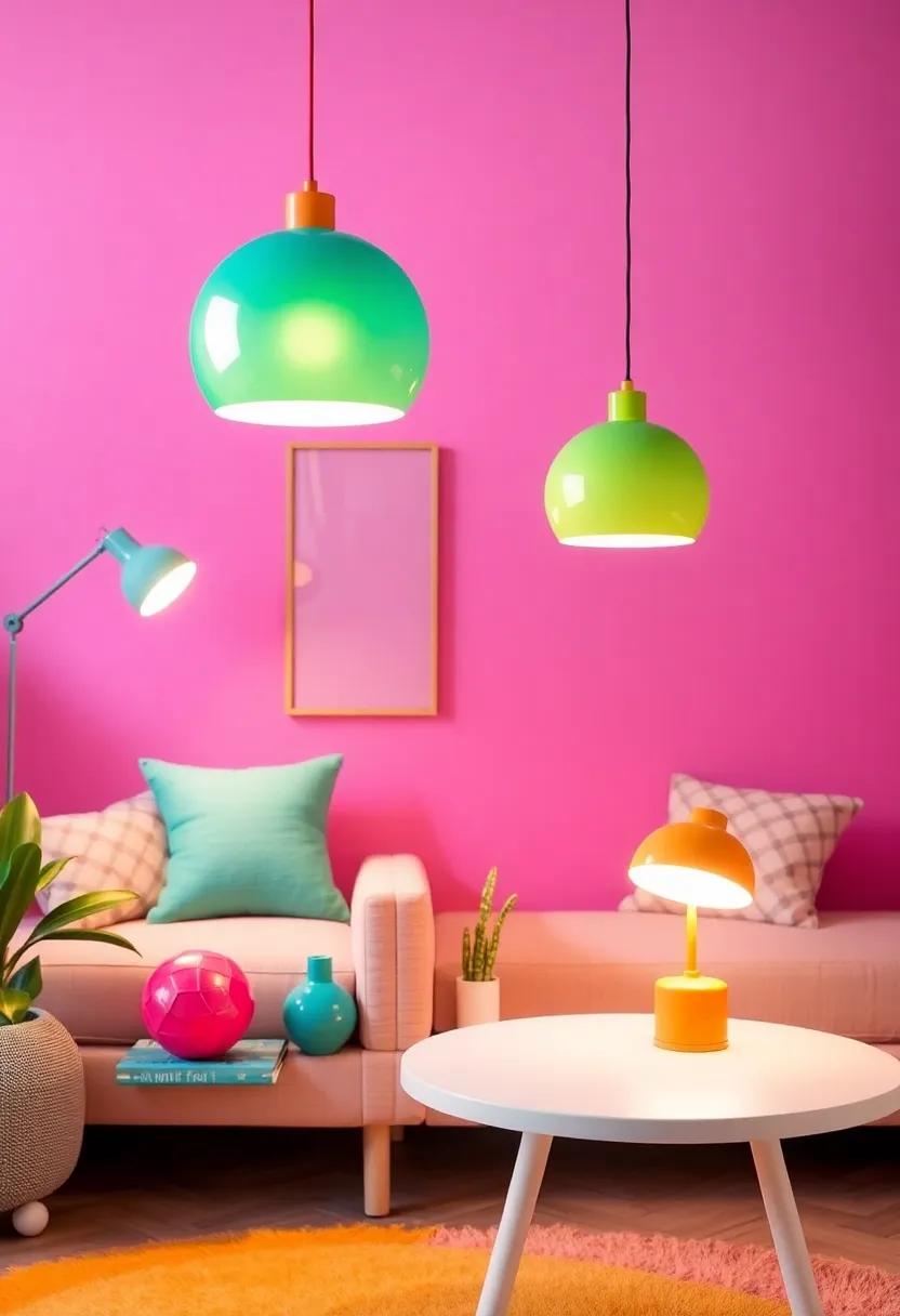 Playful Lighting: Install quirky, colorful lamps or fixtures that add a pop of color while illuminating your space ​with ​a charming touch
