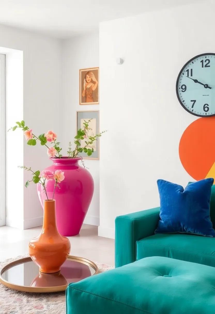 Oversized Decorative Elements: Incorporate‌ large-scale decorative items in striking ‌colors, such ⁢as a bold vase or an oversized clock, ‍to draw the eye and create drama