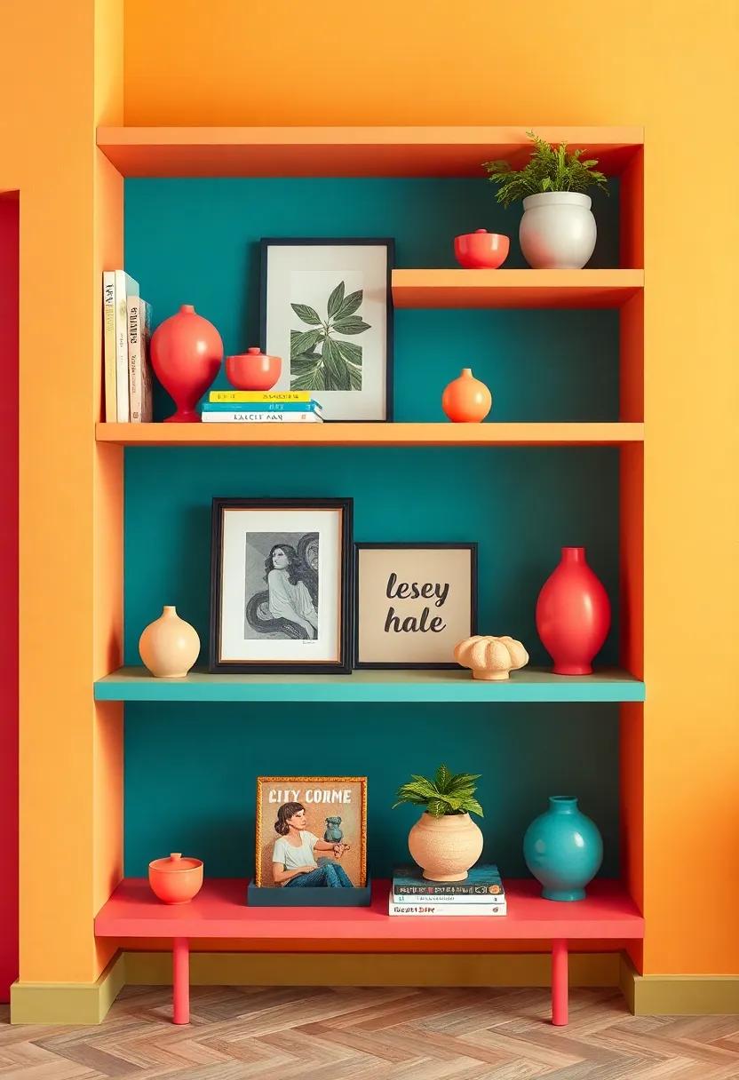 Whimsical Shelving: Install open ⁢shelves painted ⁤in contrasting colors to​ display eclectic finds, artwork, or‍ books in a playful⁢ way