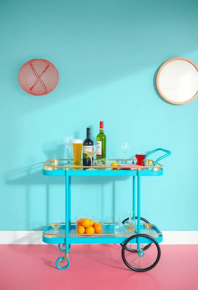 Funky Bar⁤ Carts: Use a bar cart painted ⁤in a lively color as a mobile​ display for ⁣drinks and glassware that⁢ enhances the party vibe