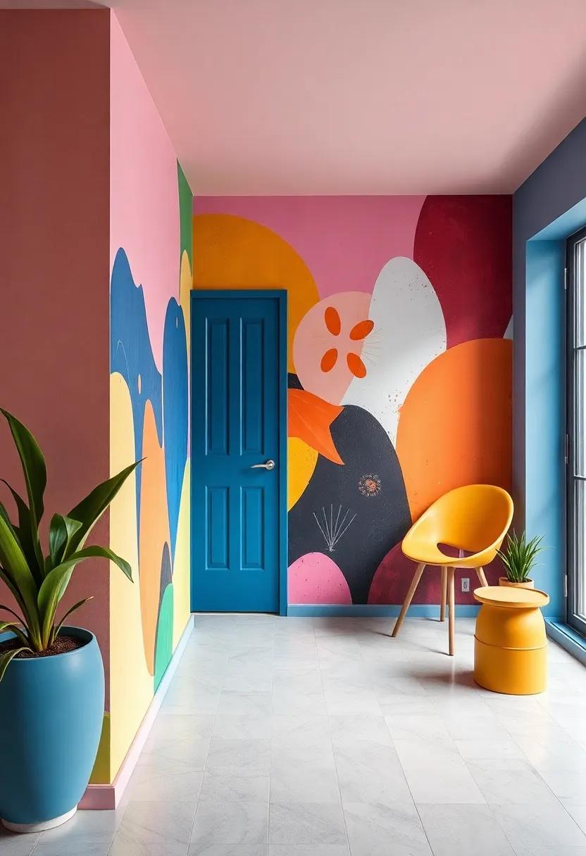 hand-painted Murals: Commission a local artist or channel your creativity by adding a hand-painted mural that showcases bold colors and imaginative designs