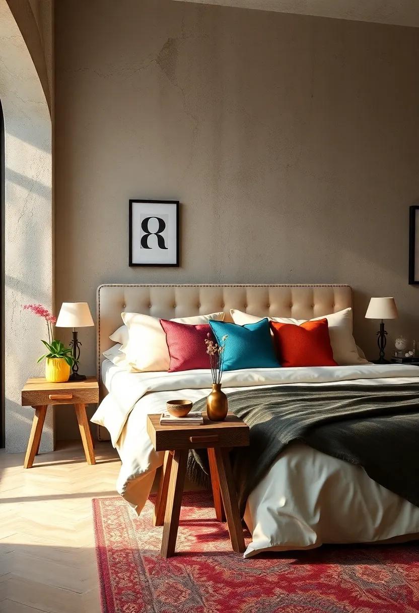 Hand-Painted Wooden ‌Tables: Commission or paint a handmade wooden ⁢side table with unique designs, bringing a personal ‌touch to‌ your bedroom