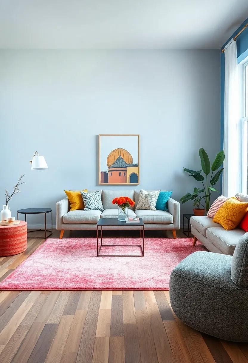 Soft Color Gradients: Choose a rug that features soft gradients of color, blending shades harmoniously and acting as a gentle backdrop for more vibrant furnishings
