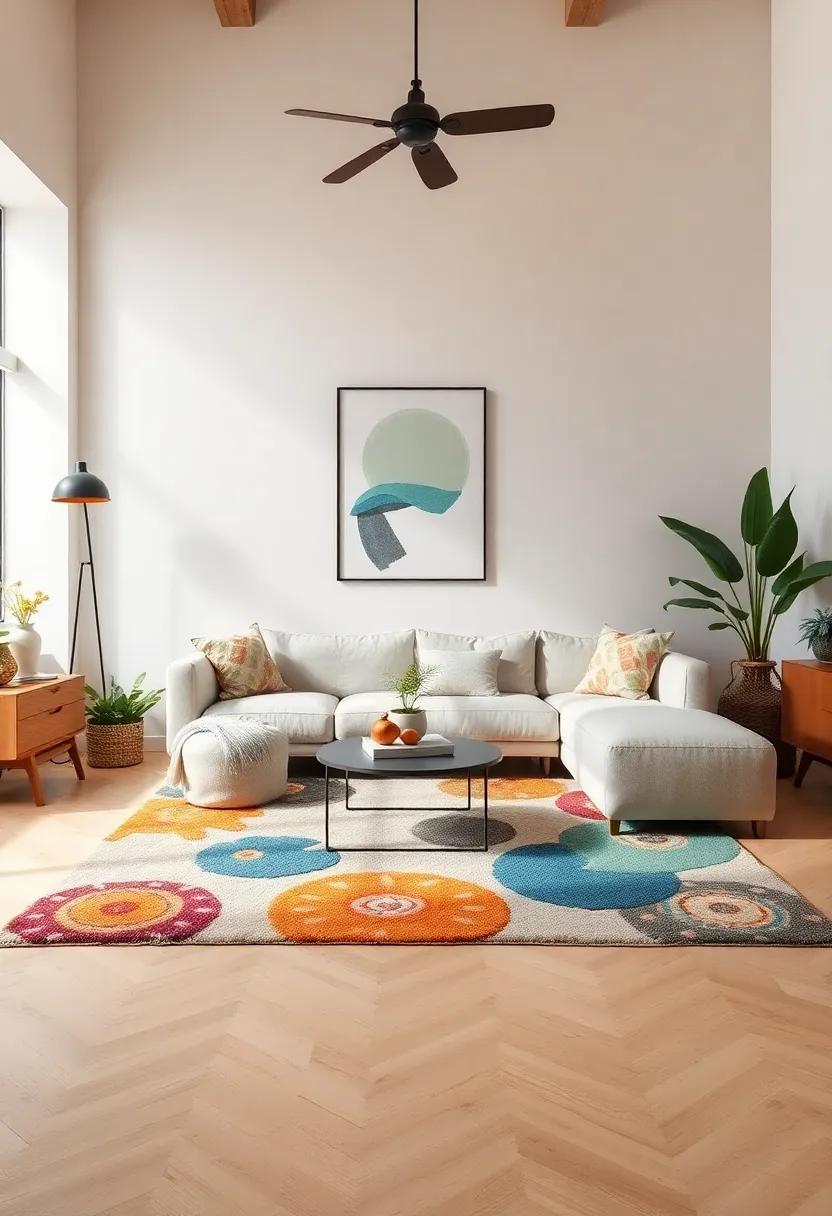 whimsical Accents: Add a whimsical touch to your living room with a cartoonish or fantasy-themed rug,perfect for a playful atmosphere that encourages creativity