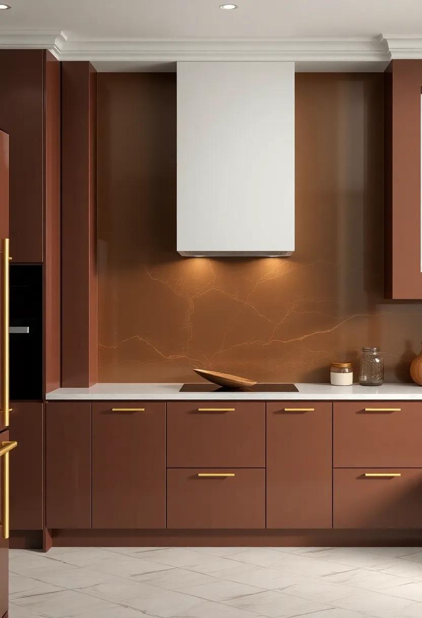 Backsplashes That Gloss Over ⁣the Brown ​and Gold Palette