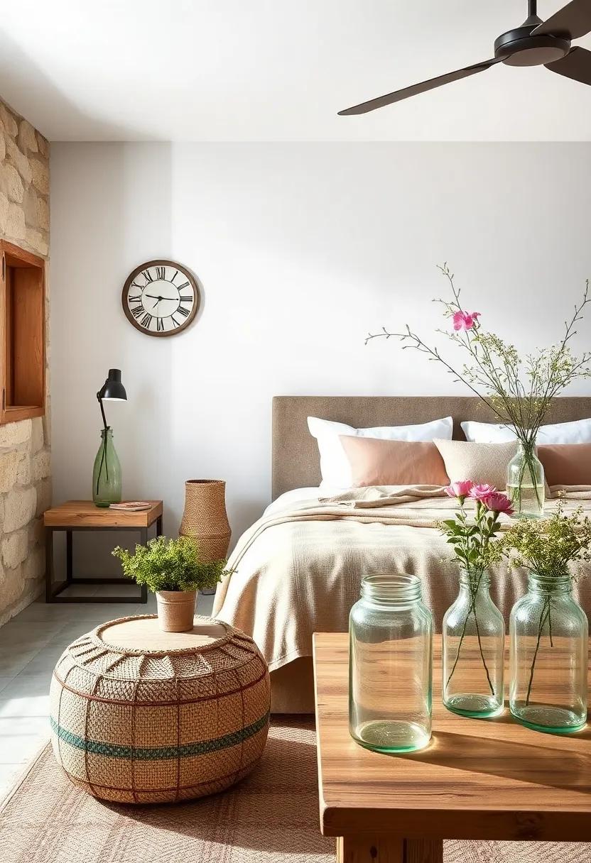 Recycled Glass Jars: Use clear glass jars to store small items or as vases, embracing‍ eco-friendly decor while adding a​ rustic feel