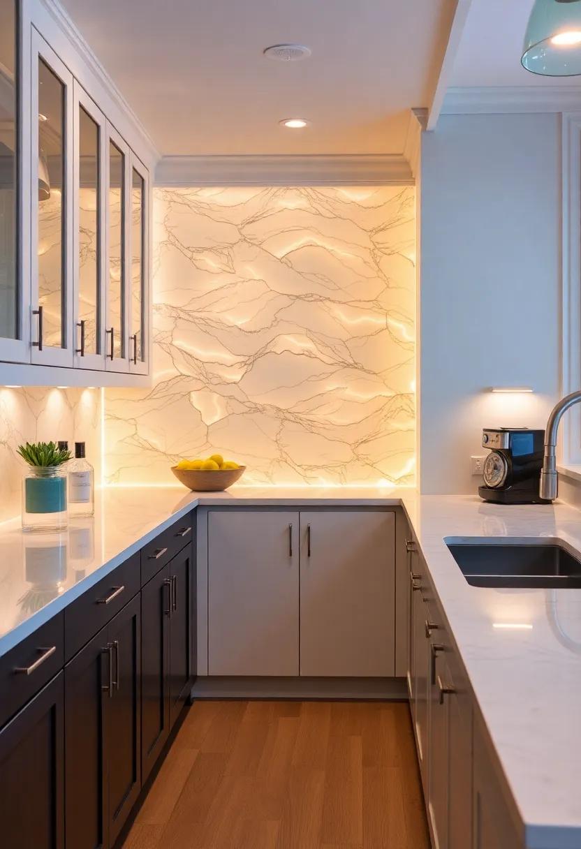 Backlit Panels: Use backlighting behind⁣ glass or acrylic panels to create⁢ a warm glow, providing dramatic flair and enhancing the atmosphere of your galley kitchen