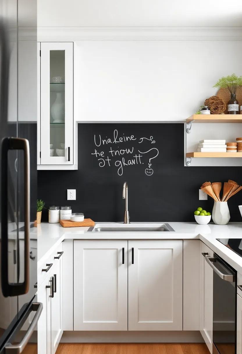 Chalkboard Paint: Use chalkboard paint on a panel‍ of your⁢ backsplash for ⁣a playful and functional element, perfect for jotting down ​shopping ⁤lists or daily⁤ inspirations