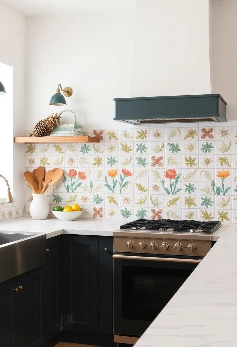 Hand-painted Ceramics: Add charm with artisanal​ hand-painted tiles ‌that showcase unique designs and colors, making your kitchen feel⁤ like a work of art