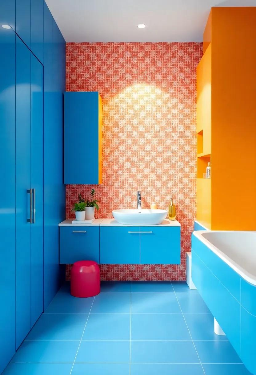 bold ‍and Beautiful: Check out a striking bathroom where brightly colored ‌custom​ storage units complement​ bold tile choices,creating a ⁣playful yet organized environment