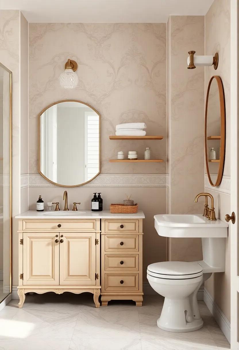 Vintage Charm: ⁣Admire the ⁤blend of antique ⁤vanities⁣ and contemporary​ storage solutions that⁤ perfectly house‍ luxurious bath accessories while maintaining old-world charm