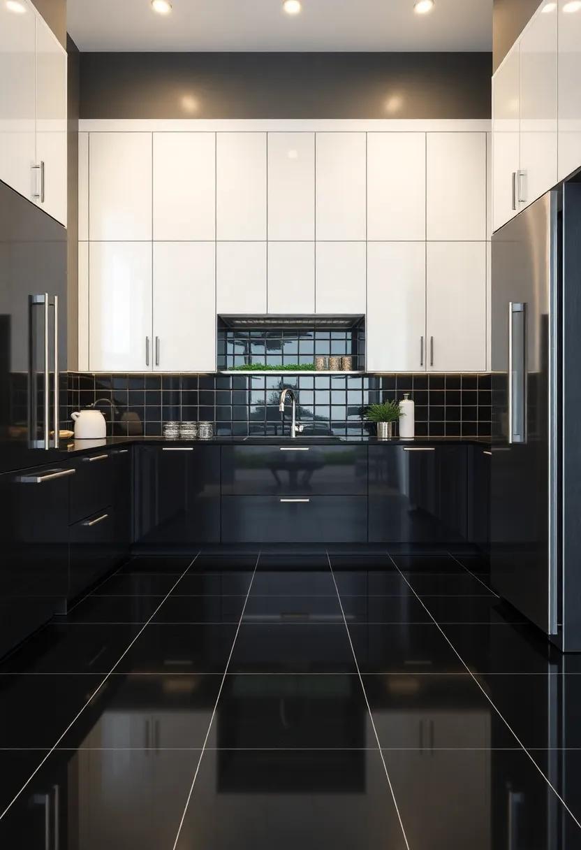 Glossy Black Tiles: For a sleek and modern look, use glossy black ⁢tiles⁣ that offer drama and sophistication, ⁤especially when paired with light cabinetry