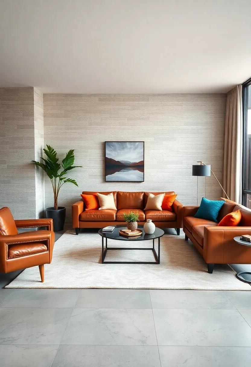 Layer with Rugs:‌ Use a plush area rug⁢ beneath your leather furniture ‍to add⁢ warmth⁣ and define ​your living space