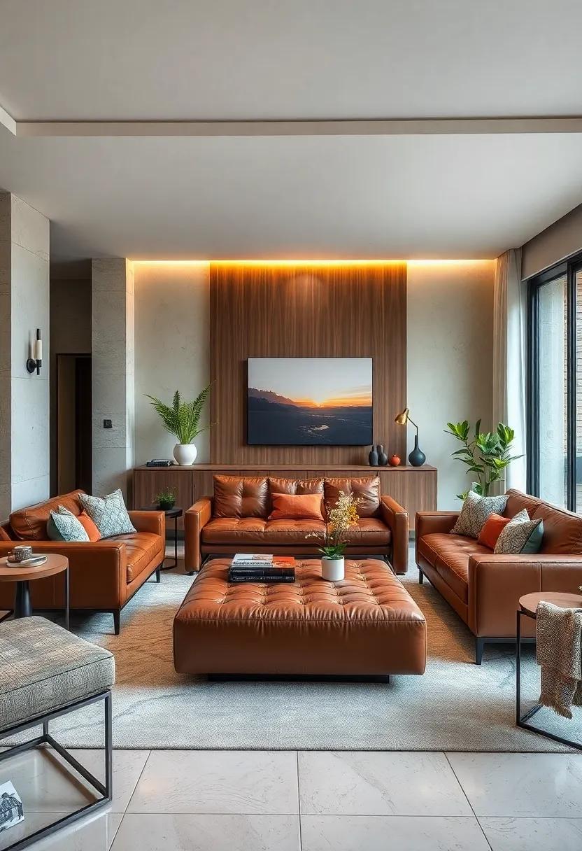 tie in a Leather Ottoman: A stylish leather ottoman can function as⁣ both a coffee table and extra seating, offering flexibility