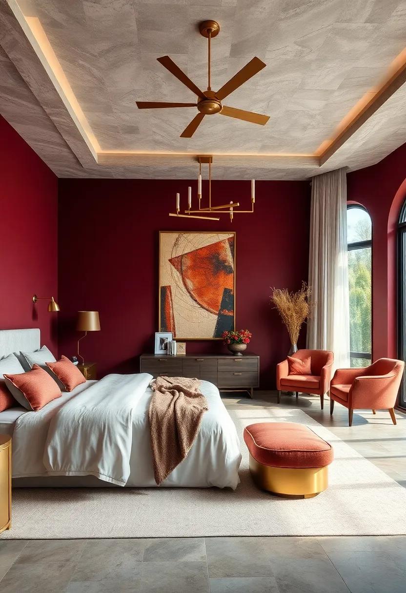 Visual ‌Balance: Harmonizing Deep Burgundy Walls with Lighter Furnishings
