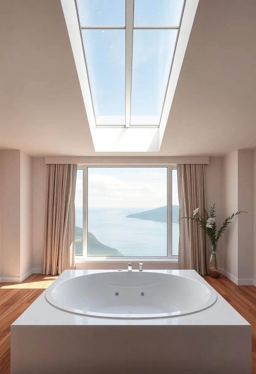 Escape to a tranquil hideaway featuring a‍ cascading skylight over a soaking tub,offering a blissful experience‌ that combines relaxation with celestial⁣ views