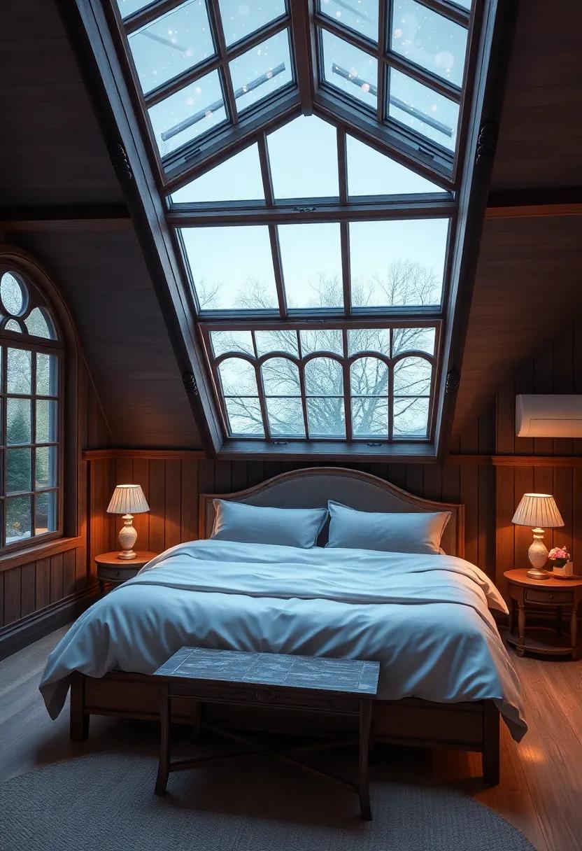 Explore the ‍charm of an enchanted cottage bedroom ⁣with gothic skylights that invite soft twinkling lights and‍ create a whimsical atmosphere for⁣ restful ⁢as well as magical ‌sleep