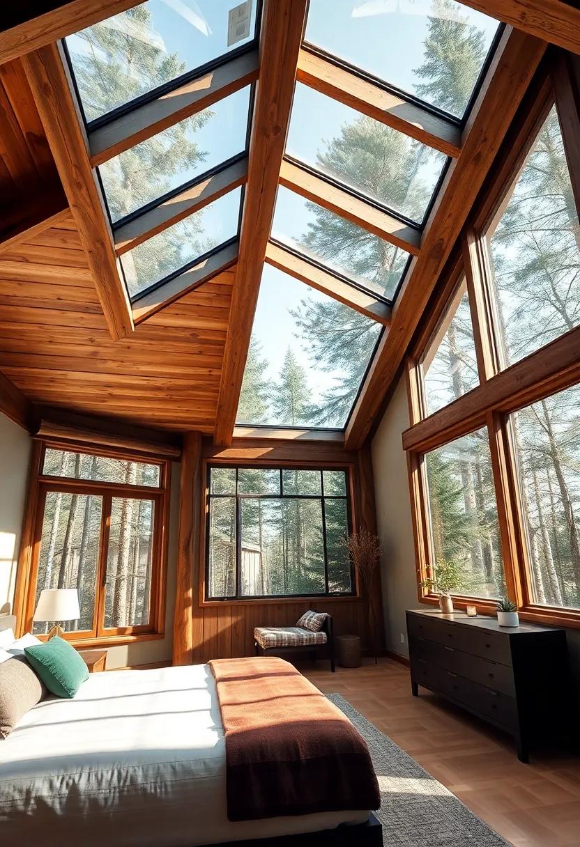 Step into⁤ a rustic retreat where wooden beams meet‍ large skylights, offering panoramic views of the forest ⁤above, and creating a warm ambiance that soothes the soul